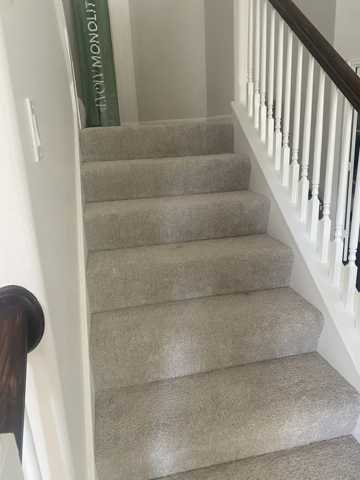 Gray carpet installed on stairs in Cypress, TX